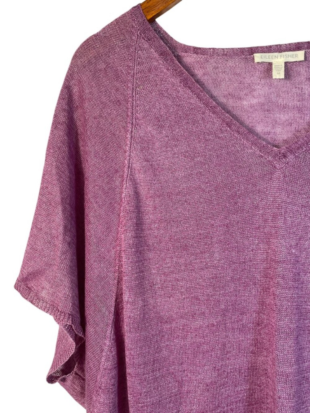 Eileen Fisher 100% Linen V-Neck Tunic Sweater Purple Pink Oversized M - Picture 4 of 10